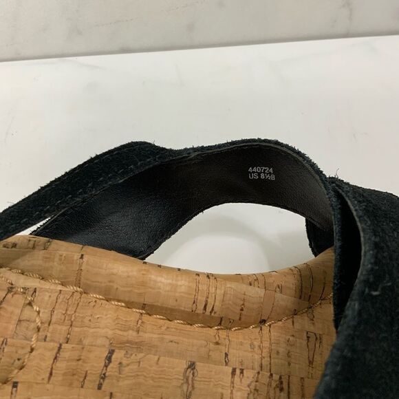 LANDS’ END cork wedge heel black suede sandals - Picture 6 of 6